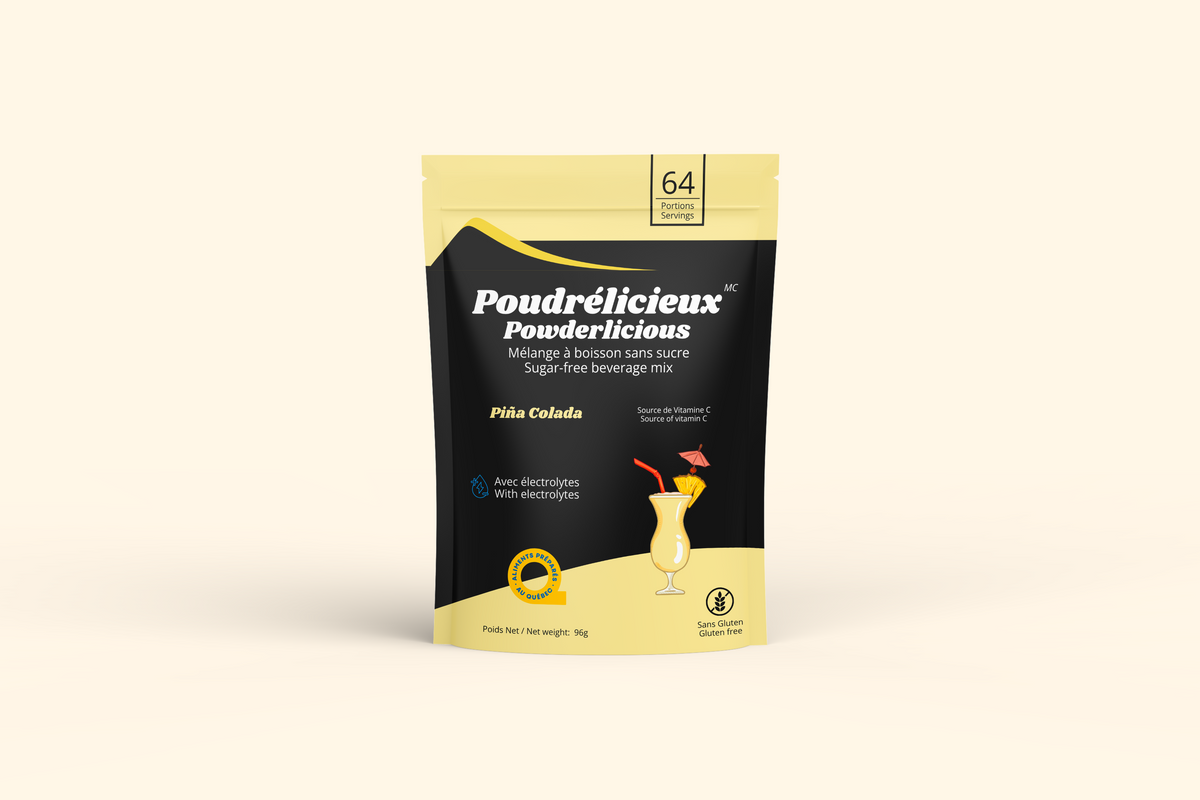 Sachet de mélange à boisson sans sucre Poudrélicieux, saveur piña colada, 96 g