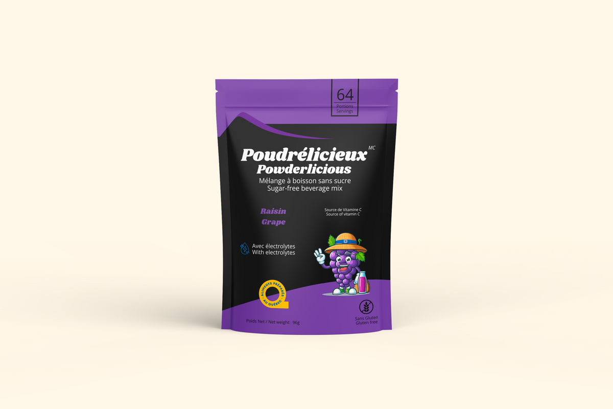 Sachet Poudrélicieux Mélange à boisson sans sucre – Raisin – 96 g