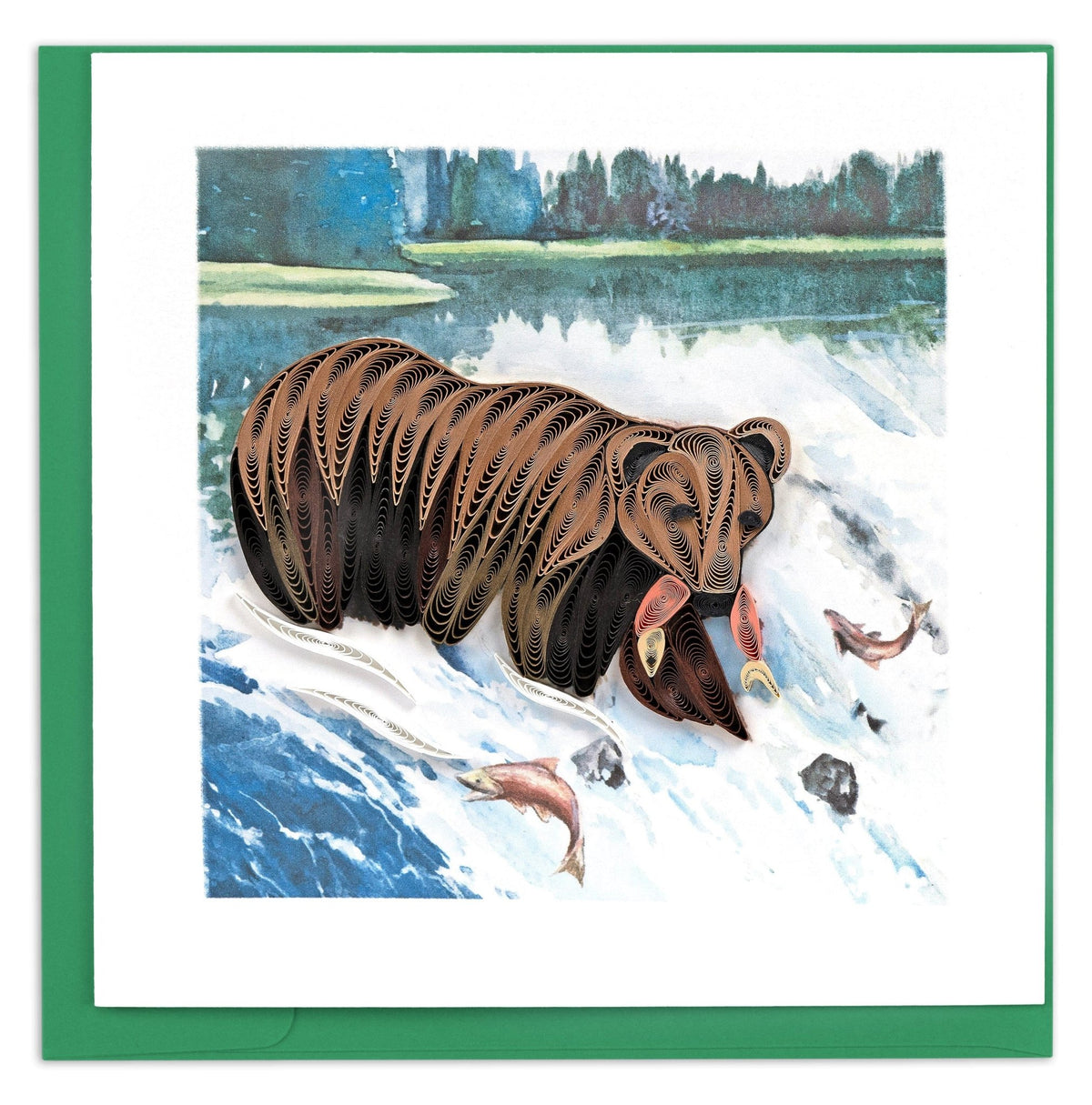 Carte de vœux grizzly sauvage en quilling
