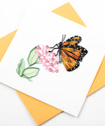 Carte de vœux papillon monarque en quilling