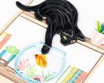 Carte de vœux Chat Espiègle en Papier Roulé