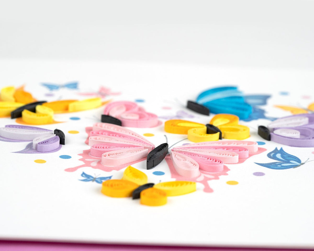 Carte de vœux papillon cœur en quilling