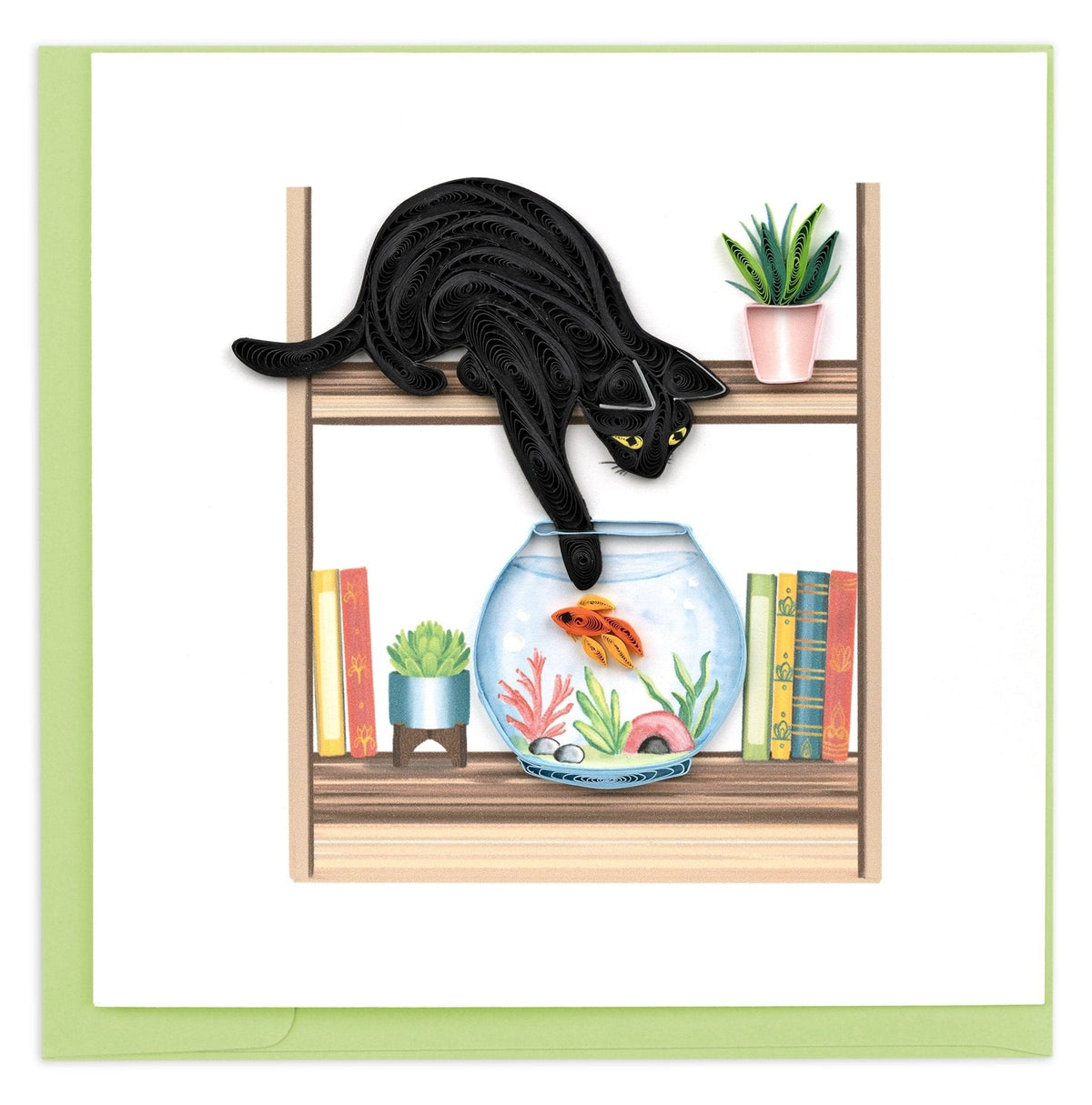 Carte de vœux Chat Espiègle en Papier Roulé
