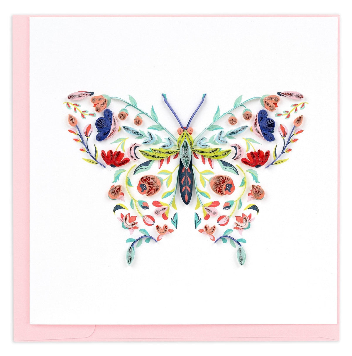 Carte de vœux papillon floral en papier quillé