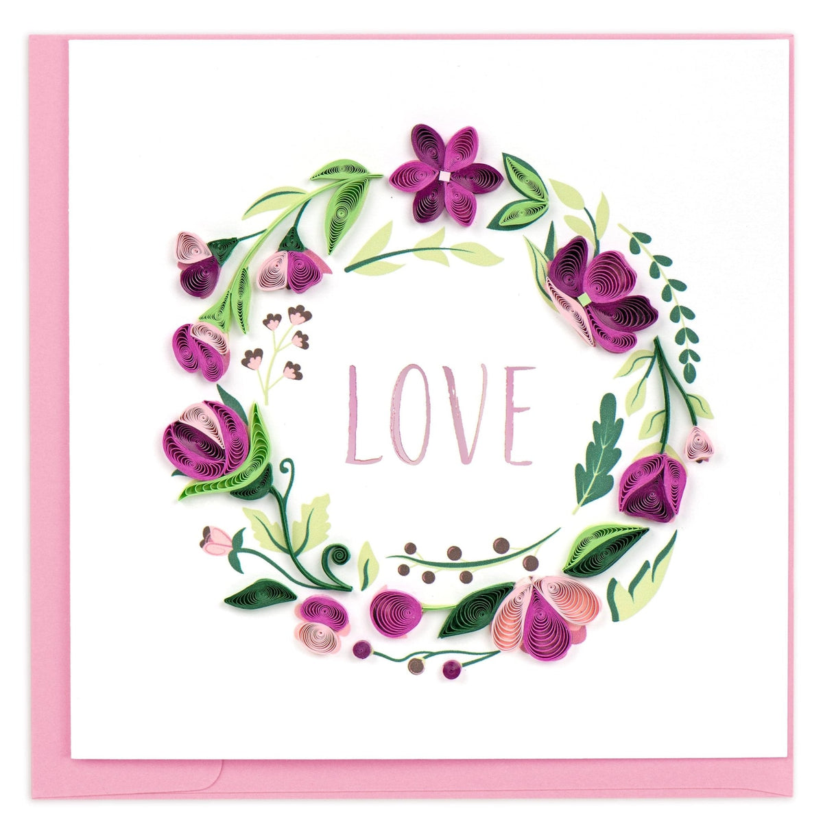 Carte de vœux florale LOVE en quilling