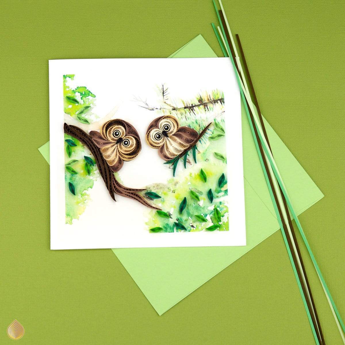 Carte de vœux hiboux en quilling
