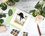 Carte de vœux Chat Espiègle en Papier Roulé