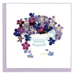 Carte de vœux bouquet de violettes en papier roulé
