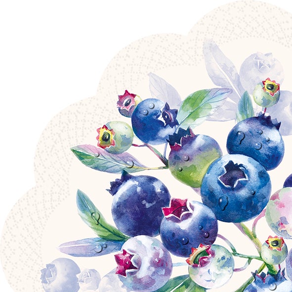 Serviettes à motif de bleuets et fleurs