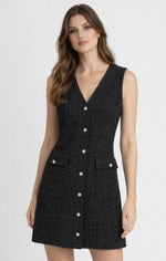 Robe mini en tweed Dex, coloris noir, vêtement porté