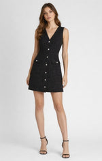Robe mini en tweed Dex, coloris noir, vêtement porté en tenue
