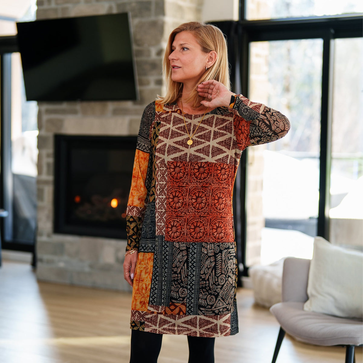 Robe Ste-Marguerite – Mosaïque – vue portée – Rien ne se perd, tout se crée