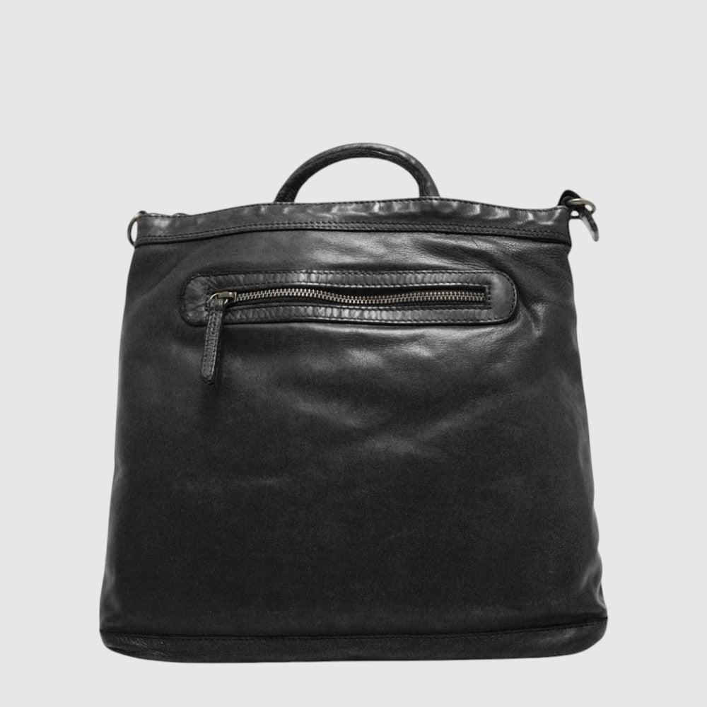 Sac à dos convertible Amalia en cuir The Trend, noir, vue face