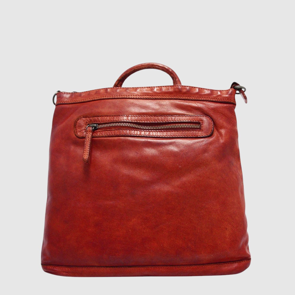 Sac à dos convertible Amalia en cuir The Trend, rouge, vue face