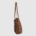 Sac à dos convertible en cuir Hunt, tan, vue profil