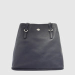 Sac à dos convertible en cuir The Trend – Format mince, marine, vue face