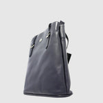 Sac à dos convertible en cuir The Trend – Format mince, marine, vue profil