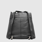 Sac à dos convertible en cuir The Trend – Format mince, noir, vue dos