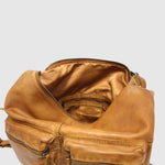 Sac à dos convertible en cuir The Trend – Poches avant, tan, vue intérieur
