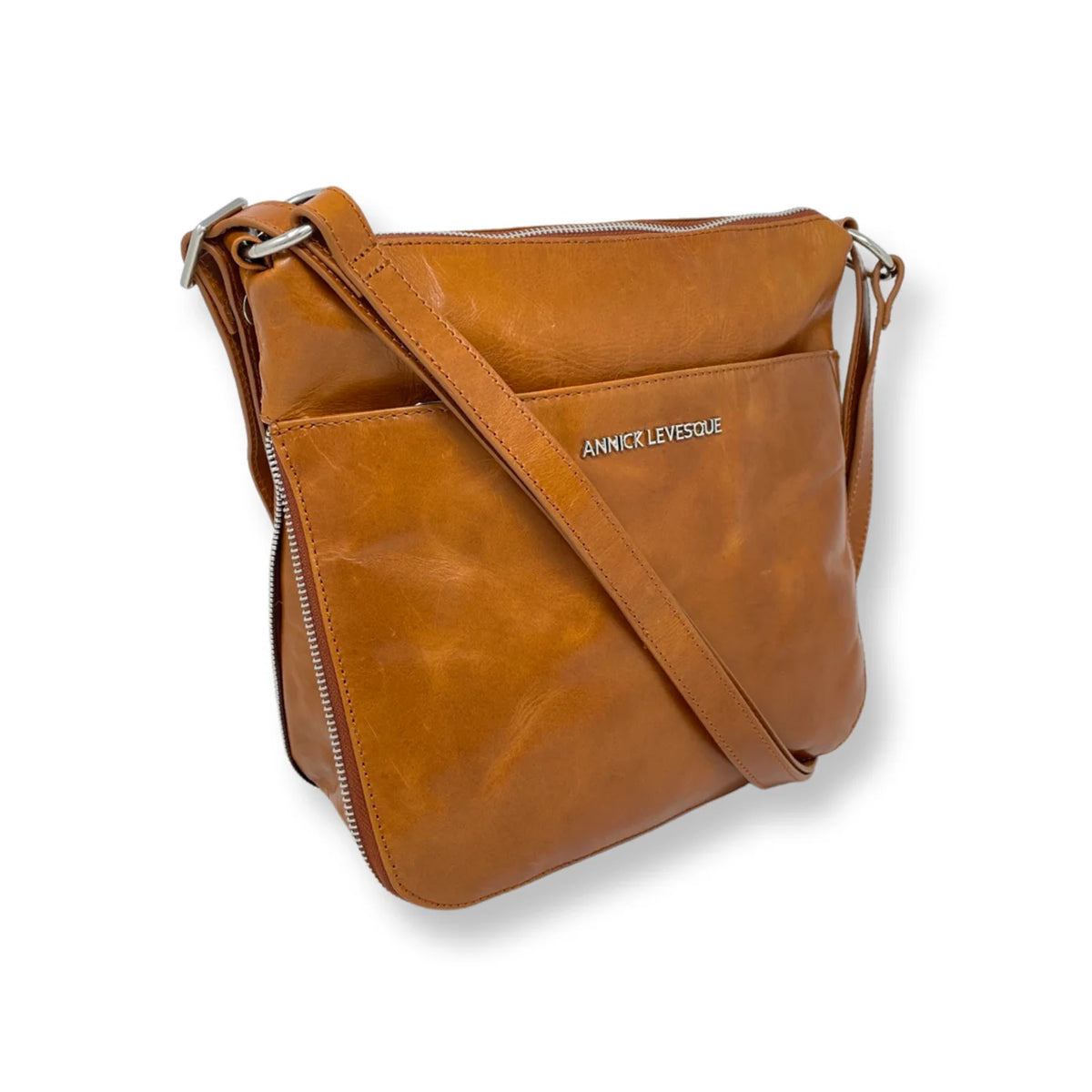 Sac transformable Josée en cuir cognac – vue arrière