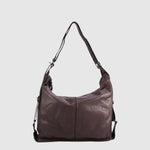 Sac à main convertible Brunello en cuir vintage The Trend, brun foncé, vue face