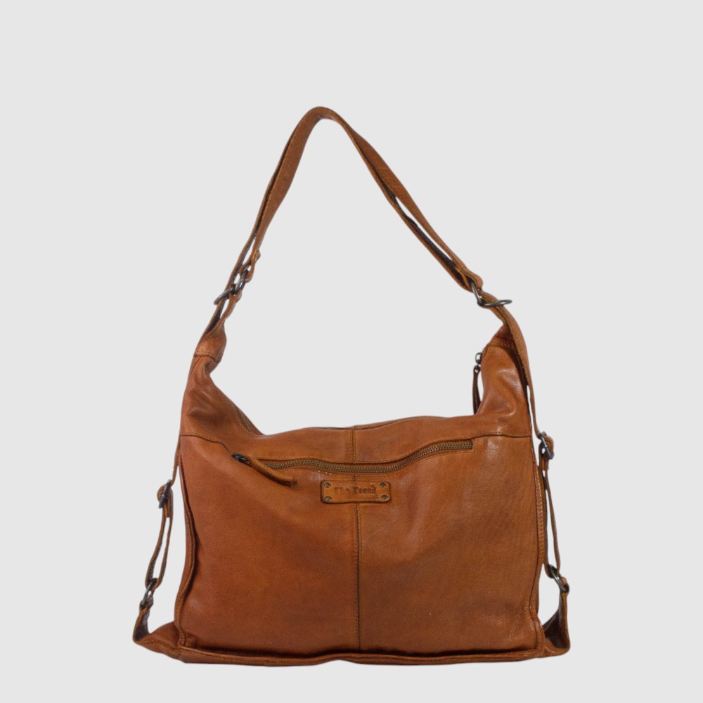 Sac à main convertible Brunello en cuir vintage The Trend, tan, vue dos