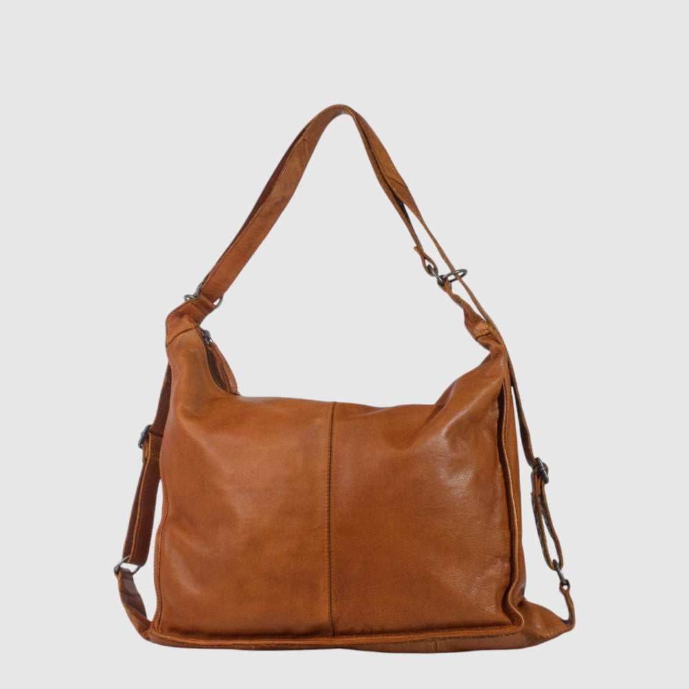 Sac à main convertible Brunello en cuir vintage The Trend, tan, vue face