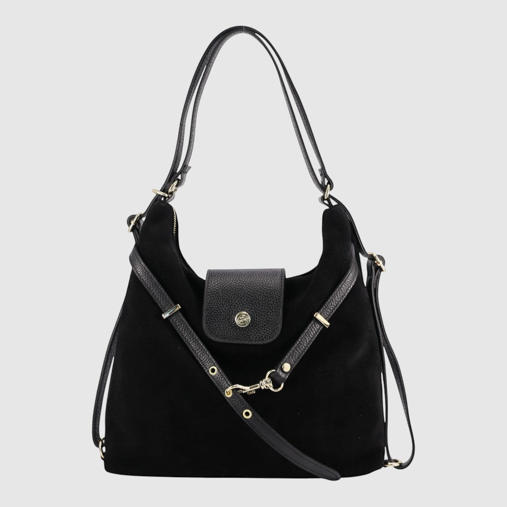 Sac à main convertible Casanova en suède The Trend, noir, vue face