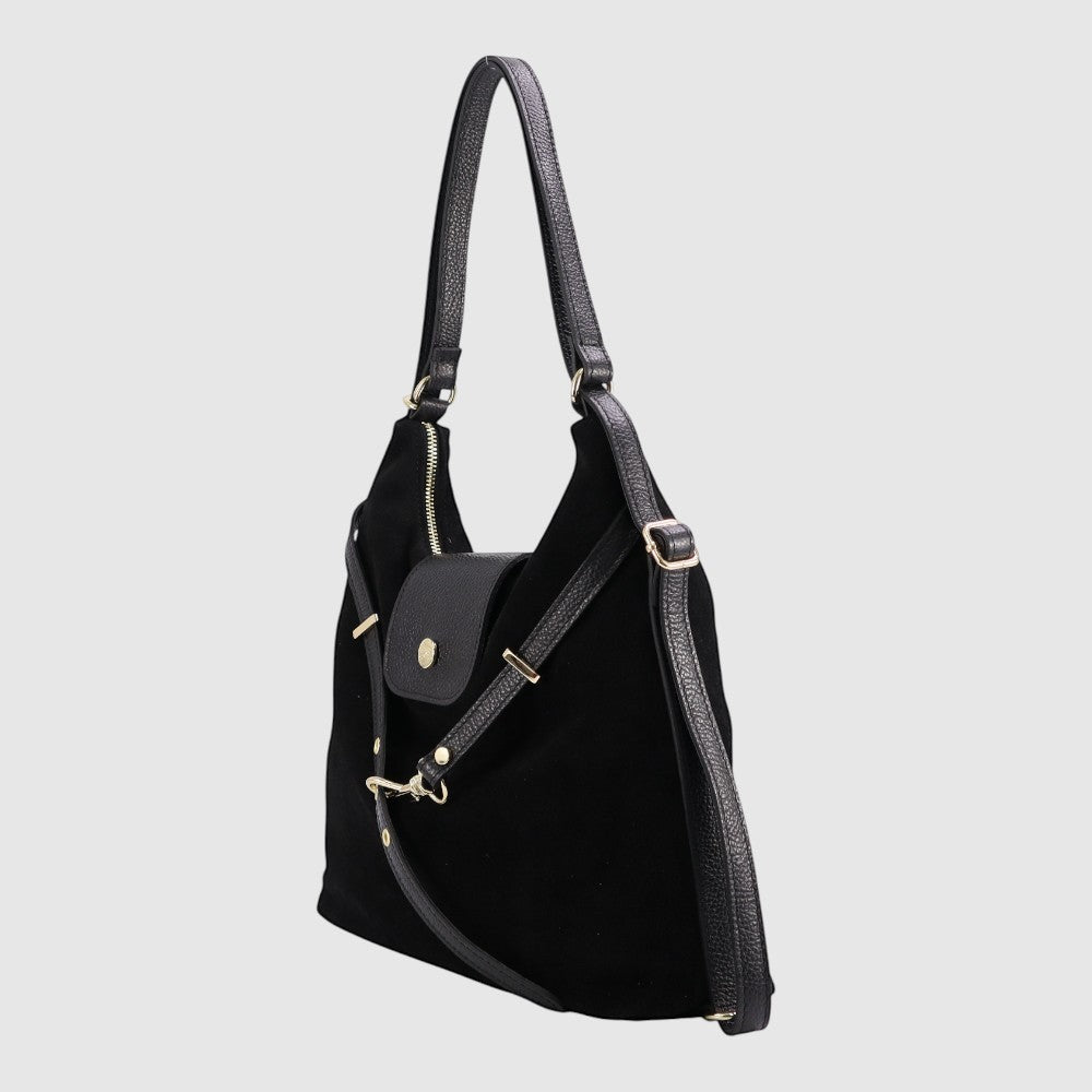 Sac à main convertible Casanova en suède The Trend, noir, vue profil