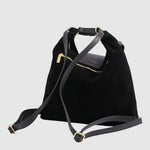 Sac à main convertible Casanova en suède The Trend, noir, vue sangles du sac à dos