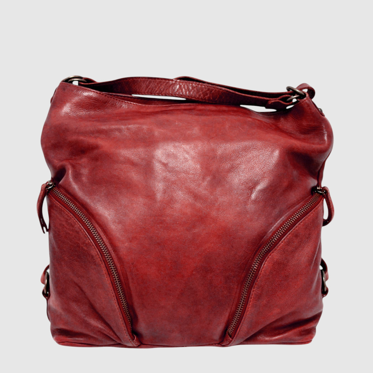 Sac à main convertible en cuir italien The Trend – Grand format, rouge, vue de face