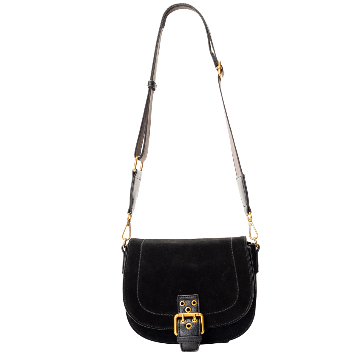 Sac à bandoulière Kylie en simili-suède Miss Caprice noir, vue de face