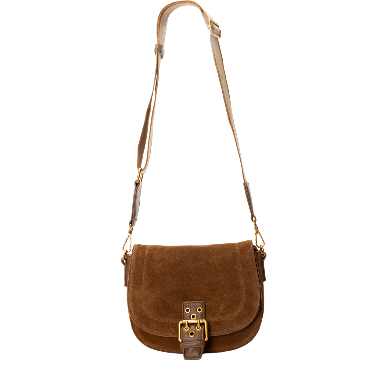 Sac à bandoulière Kylie en simili-suède Miss Caprice sable, vue de face