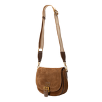 Sac à bandoulière Kylie en simili-suède Miss Caprice sable, vue de profil