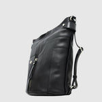 Sac convertible en cuir italien The Trend – Deux compartiments, noir, vue profil