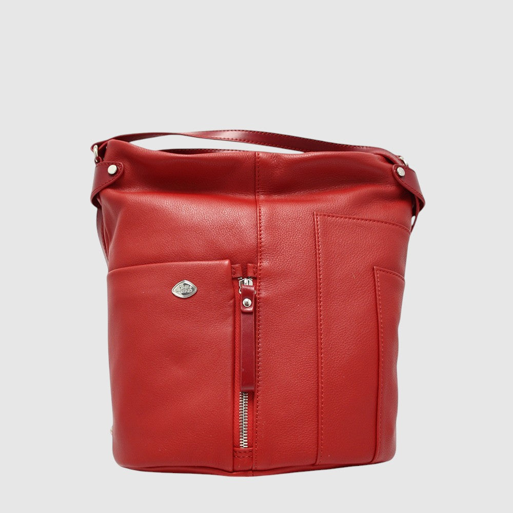 Sac convertible en cuir italien The Trend – Deux compartiments, rouge, vue face