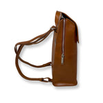 Sac à dos Antoinette en cuir cognac, vue de côté