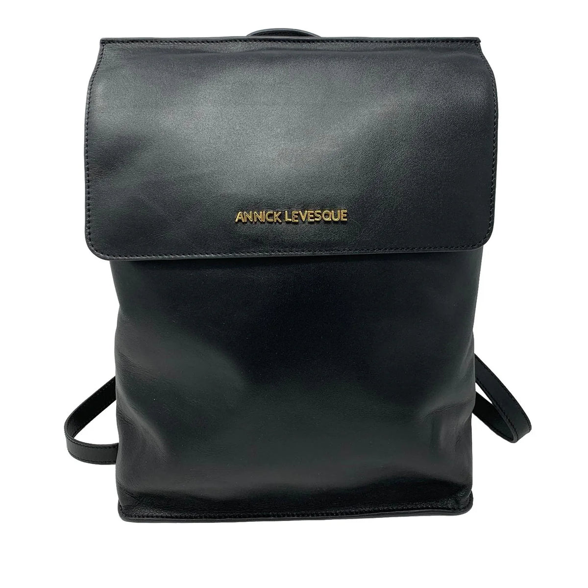 Sac à dos Antoinette en cuir noir, vue de face