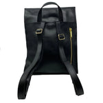 Sac à dos Antoinette en cuir noir, vue arrière et bretelles