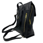 Sac à dos Antoinette en cuir noir, vue arrière de trois quarts