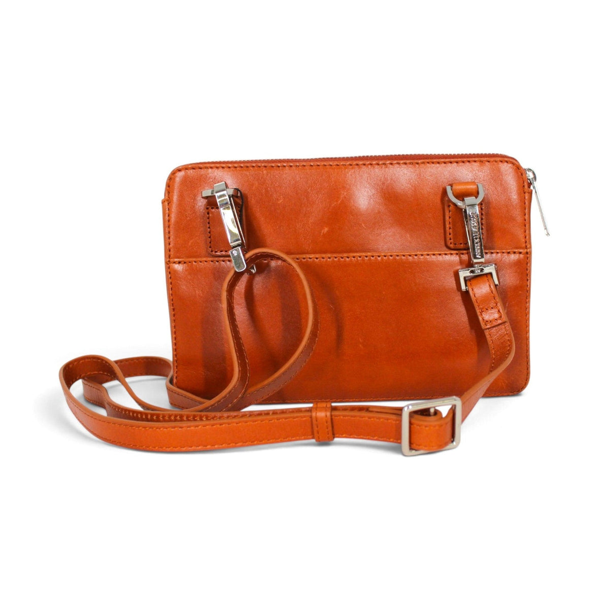 Sac portefeuille Carmen en cuir cognac, vue arrière