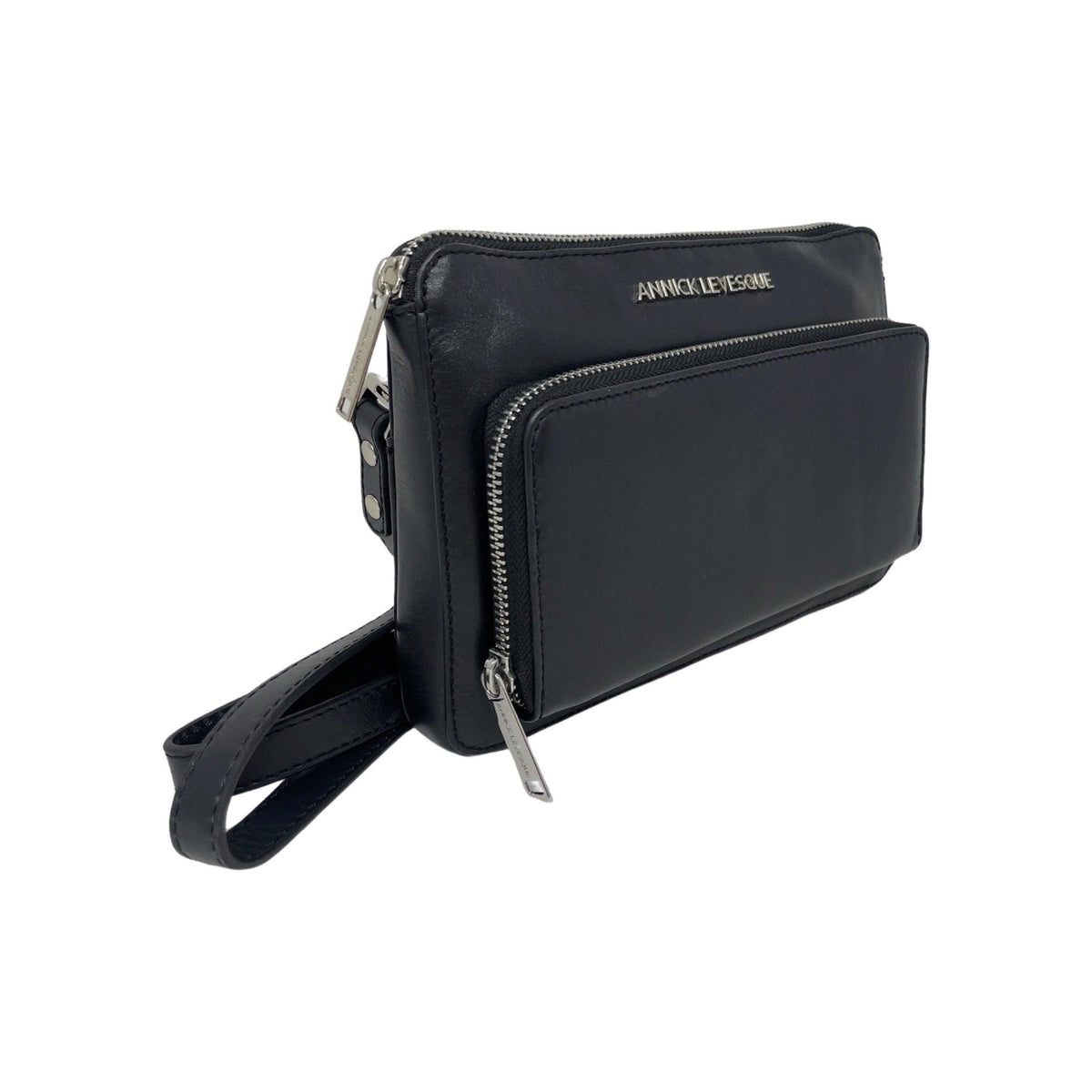 Sac portefeuille Carmen en cuir noir, vue du produit