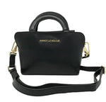 Sac Clarence en cuir noir, vue de face