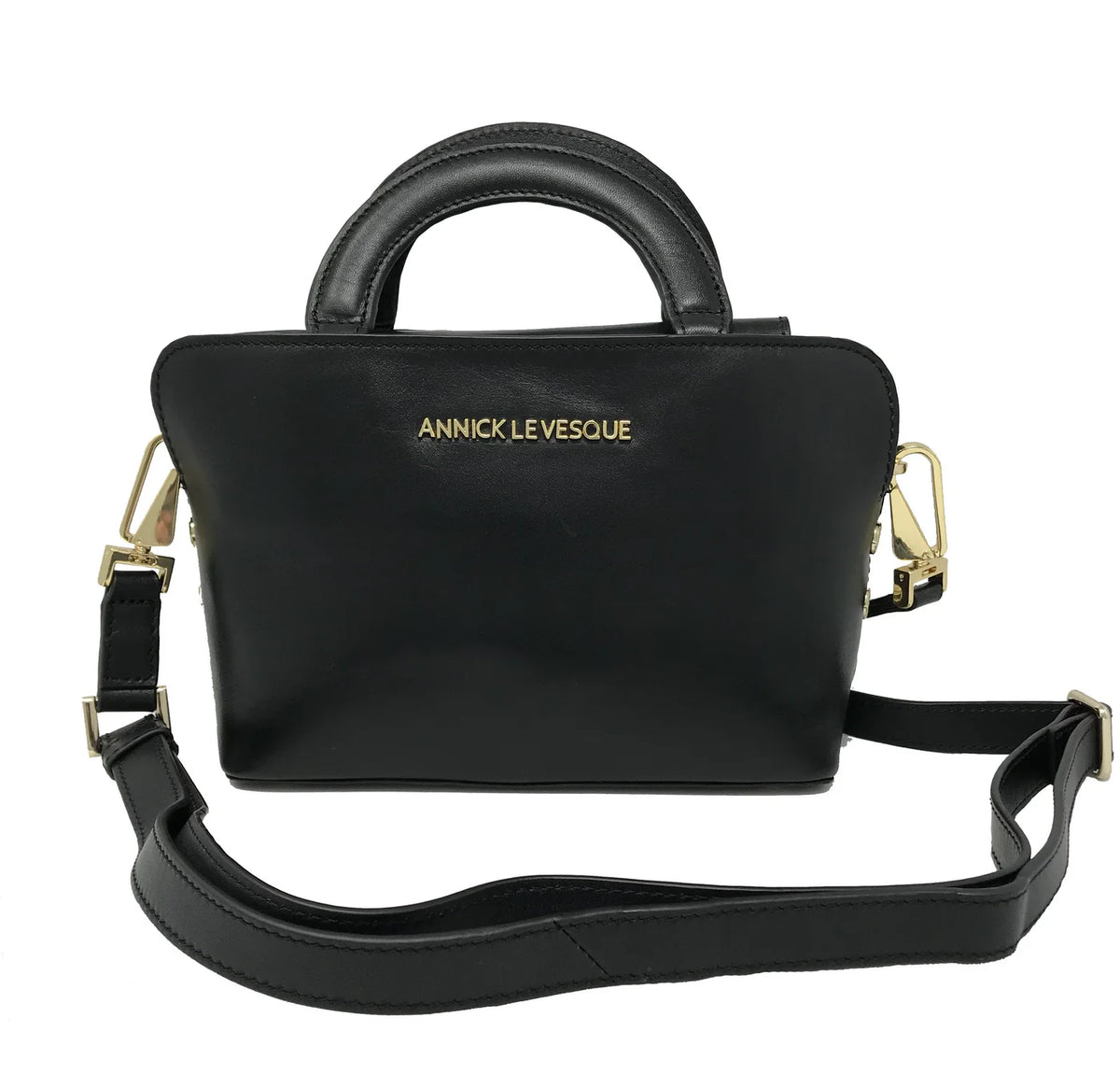 Sac Clarence en cuir noir, vue de face