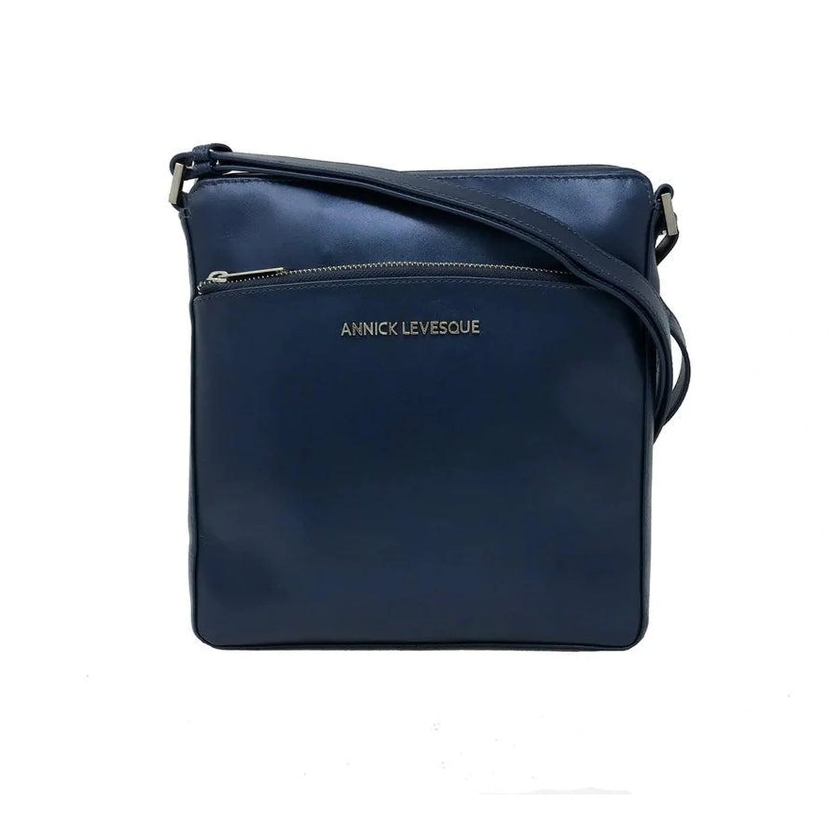 Sac à bandoulière Gisèle en cuir marine, vue de face