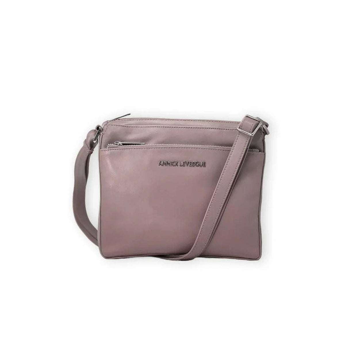 Sac à bandoulière Gisèle en cuir rose, vue de face