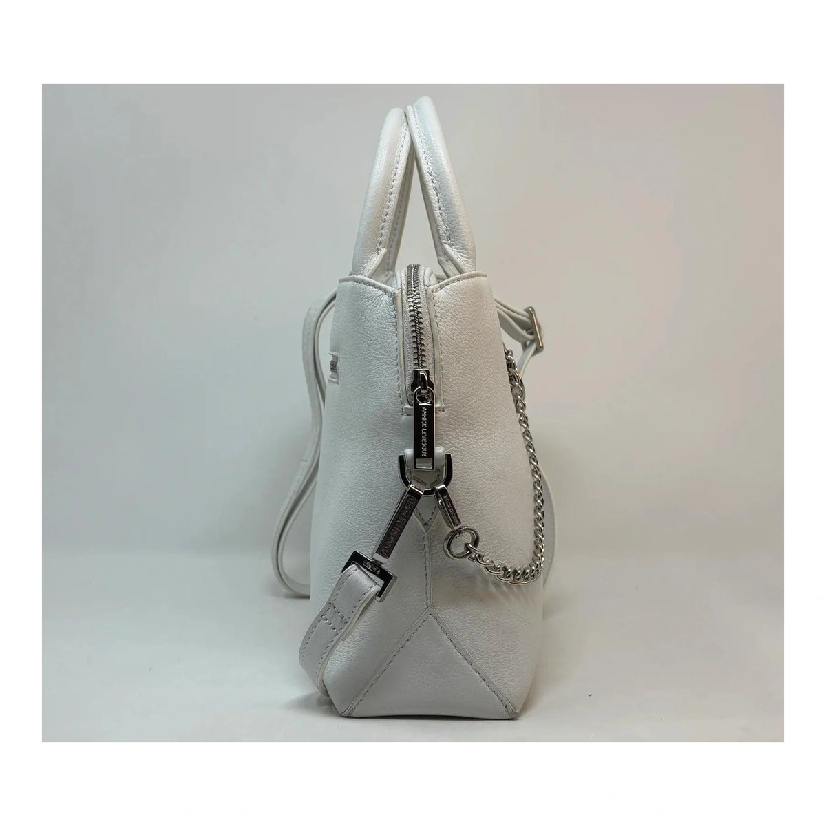 Sac à main Miranda en cuir blanc, vue de profil