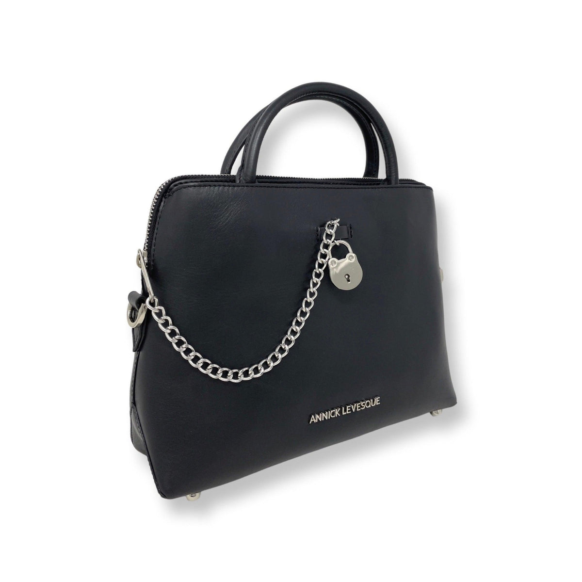 Sac à main Miranda en cuir noir, vue du produit