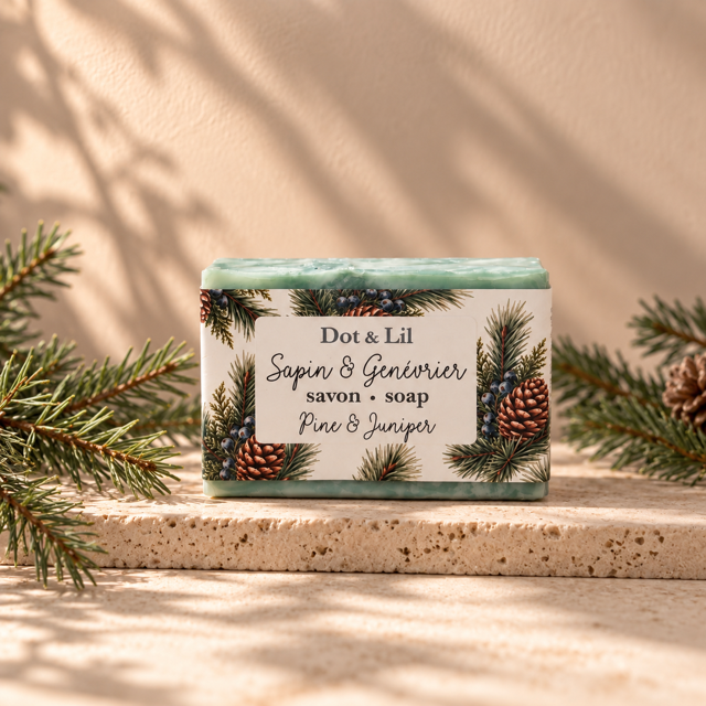 Savon en barre – Sapin & genévrier – 128 g de Dot & Lil