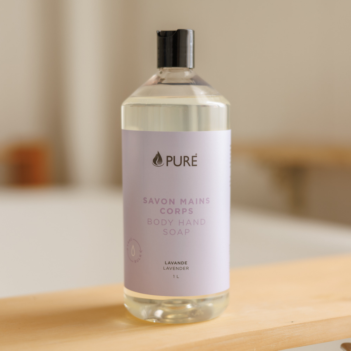 Savon mains et corps Pure – Lavande – 1 L — présentation du produit